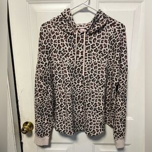 Victoria's Secret cheetah  thermal waffle print long sleeve hoodie NwOT